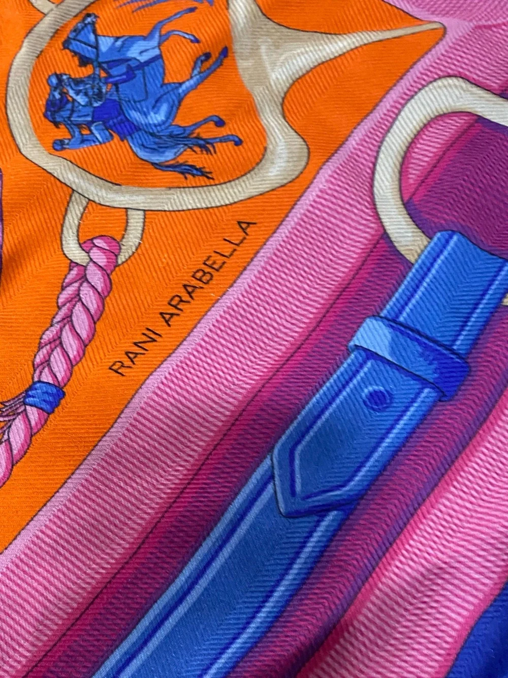 Rani Arabella printed cashmere silk wool stirrups large scarf - FLAWED read